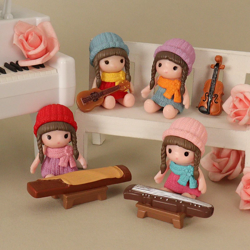 Dollhouse Mini Simulation Little Girl Model Musical Instrument Decoration Guitar Accessories