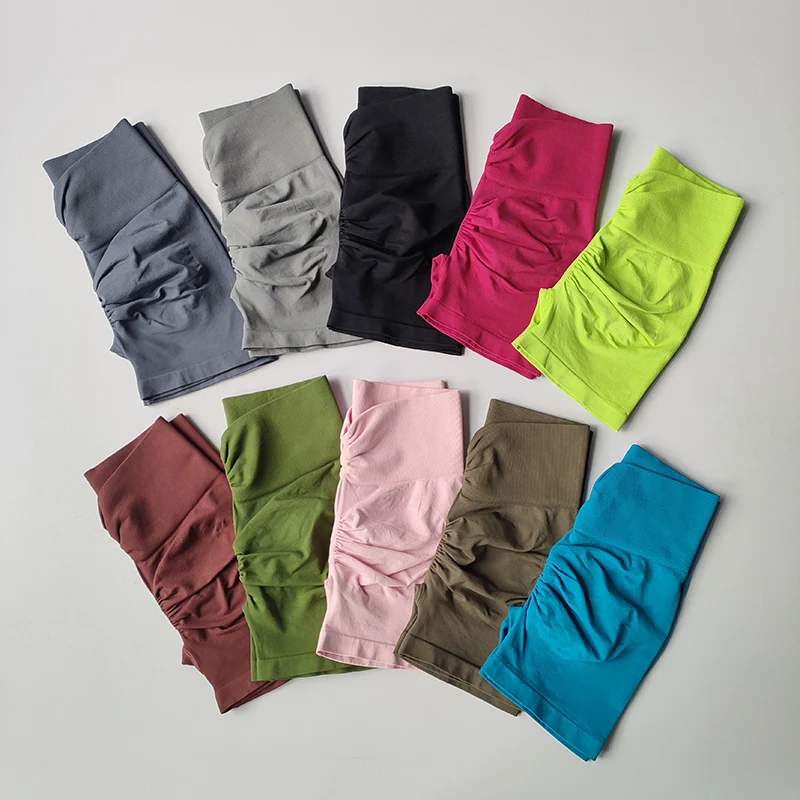 Pfirsichfarbene Fitness-Shorts für Damen, Sport-Shorts zur Po- und Hüftstraffung, Yoga-Shorts mit hoher Taille und hohem Bauchkomfort, hochelastische Leggings – Detail 23