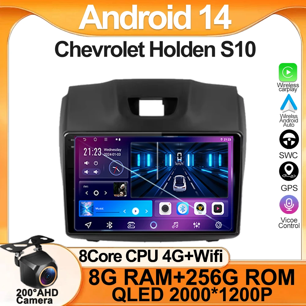 

Android 14 Car Carplay Player For Chevrolet Holden S10 TRAILBLAZER COLORADO ISUZU DMAX GPS Radio Audio Multimedia Stereo BT Navi