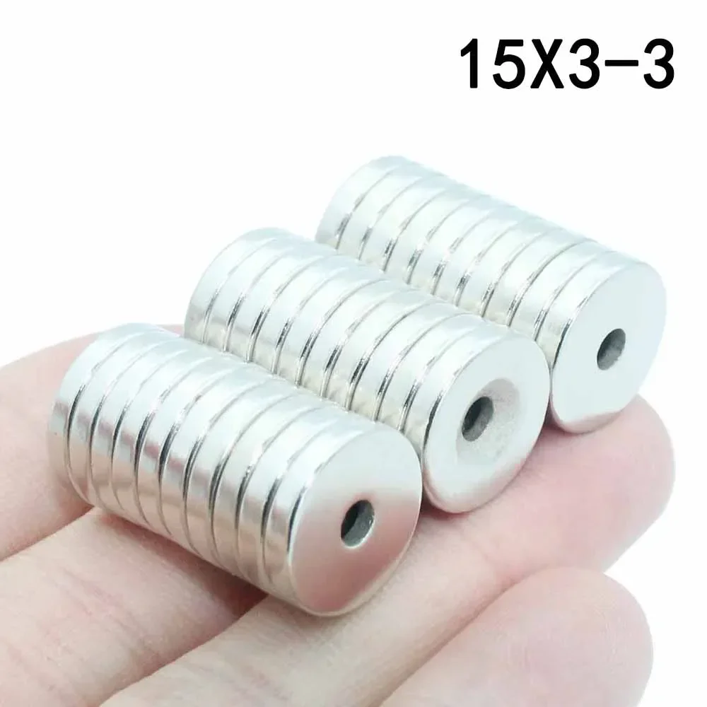 

5/8/12Pc 15x3-3 Neodymium Magnet 15mm x 3mm Hole 3mm N35 NdFeB Round Super Powerful Strong Permanent Magnetic imanes Disc