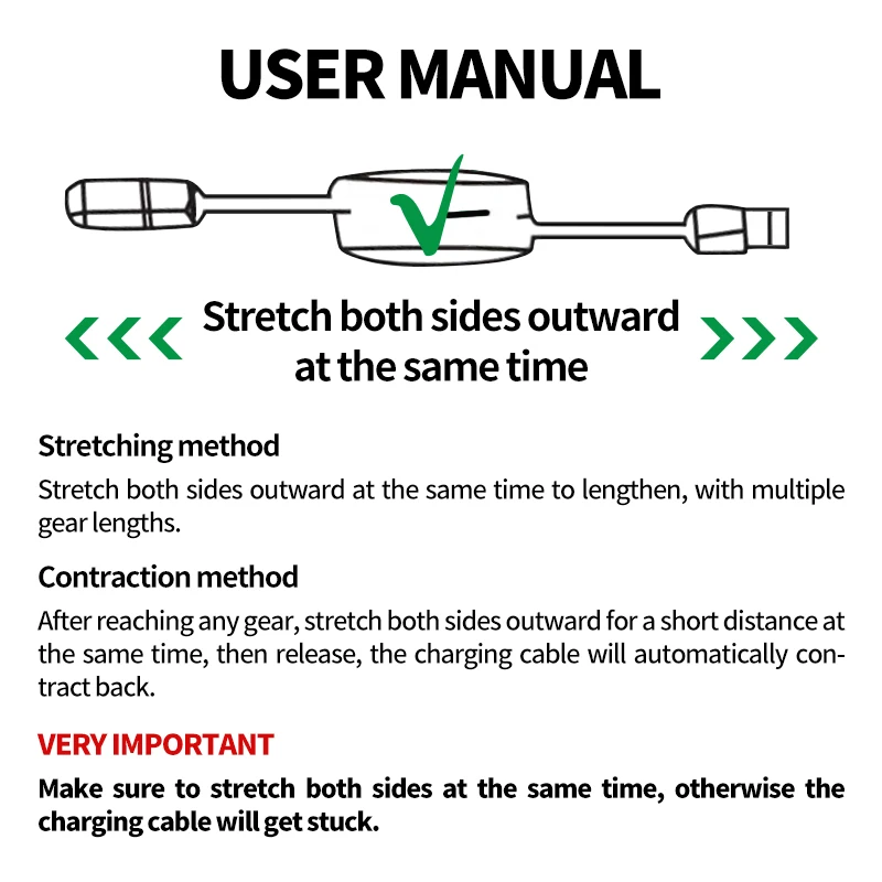 3 In 1 USB Fast Charging Cable Retractable 6A/66W Type C Charger Cord Data Cable For iPhone Xiaomi Huawei Oppo POCO Wire