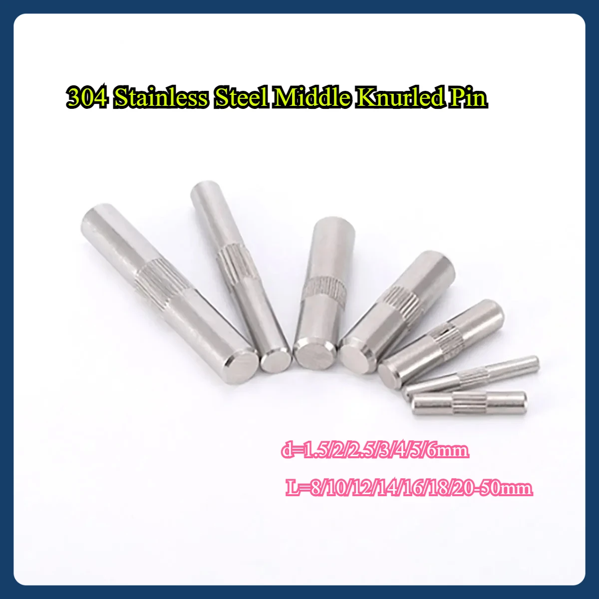 304 Stainless Steel Middle Knurled Pin/Hinge  Locating Pin/Toy Connecting Rod Pivot Pin M2-M6