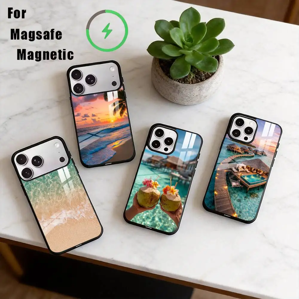 

Summer by the sea Phone Case For iPhone17,16,15,14,13,12,11 Plus,Pro Magnetic For Magsafe Wireless Charging