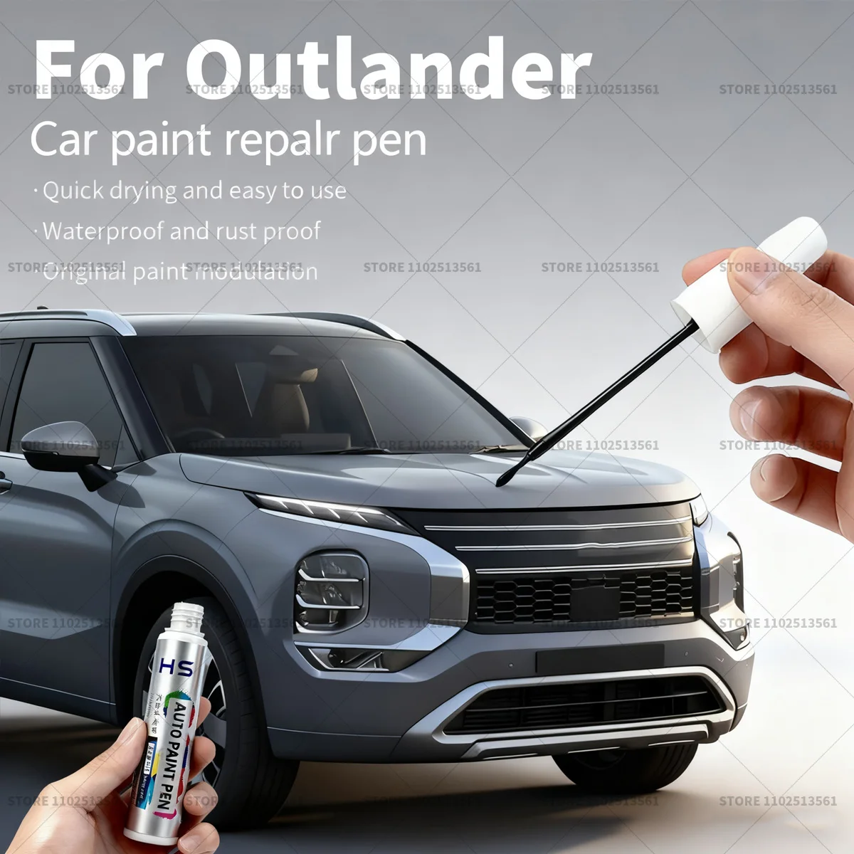 Car Paint Repair Pen For Mitsubishi Outlander Touch Up Scratch Remover DIY Auto Accessories White W17 W85 Black Red P26 Gray AB