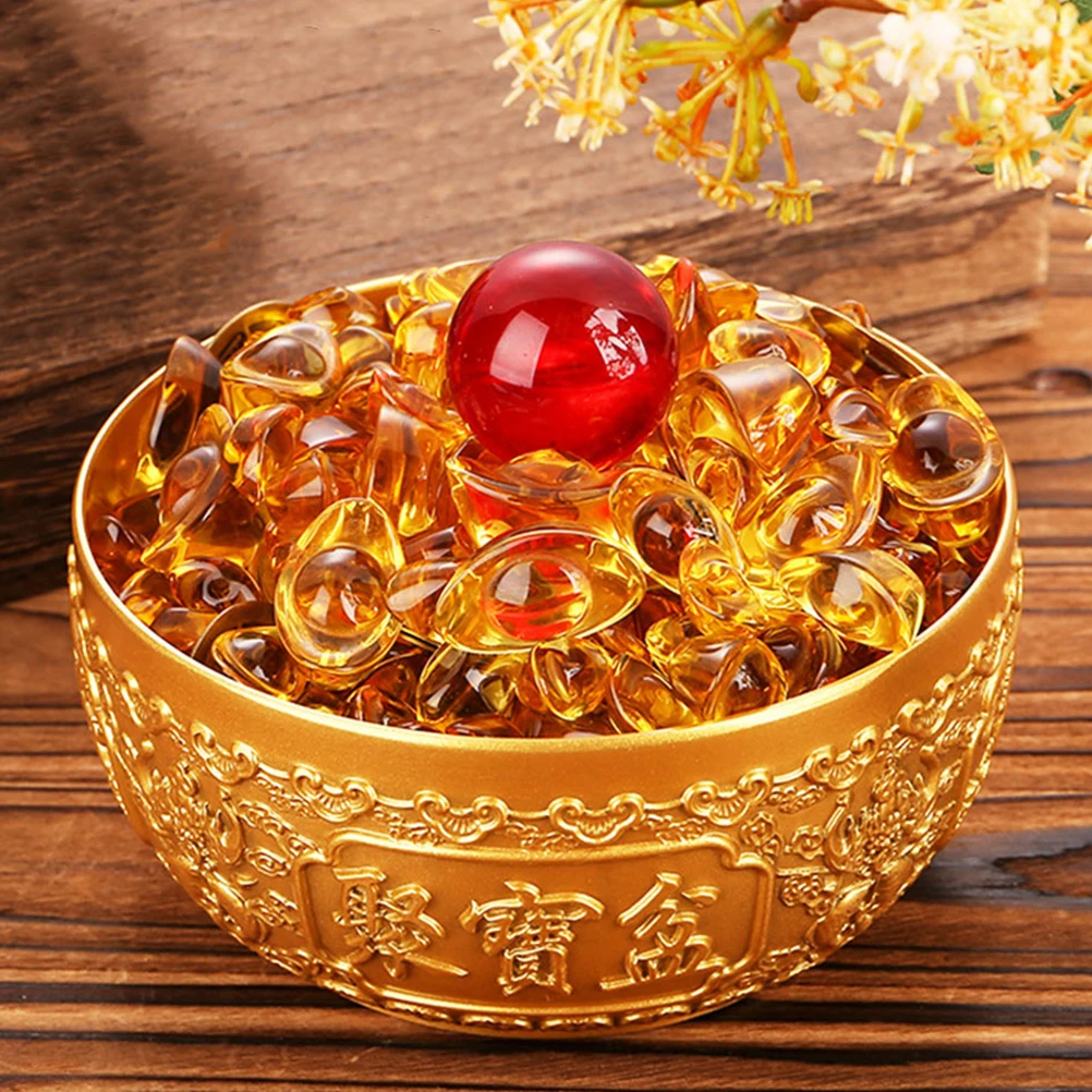 

Large Gold Brass Decorative Treasure Relief Design Home Office Desktop Decoration Metal Cornucopia Table Adornment Golden Bowl
