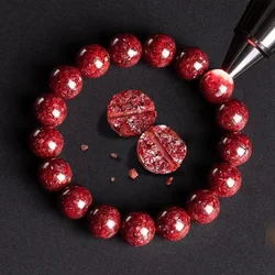 Natural Raw Ore Crystal Sand Super Cinnabar Bracelet Granular Transparent Bracelet for Men and Women