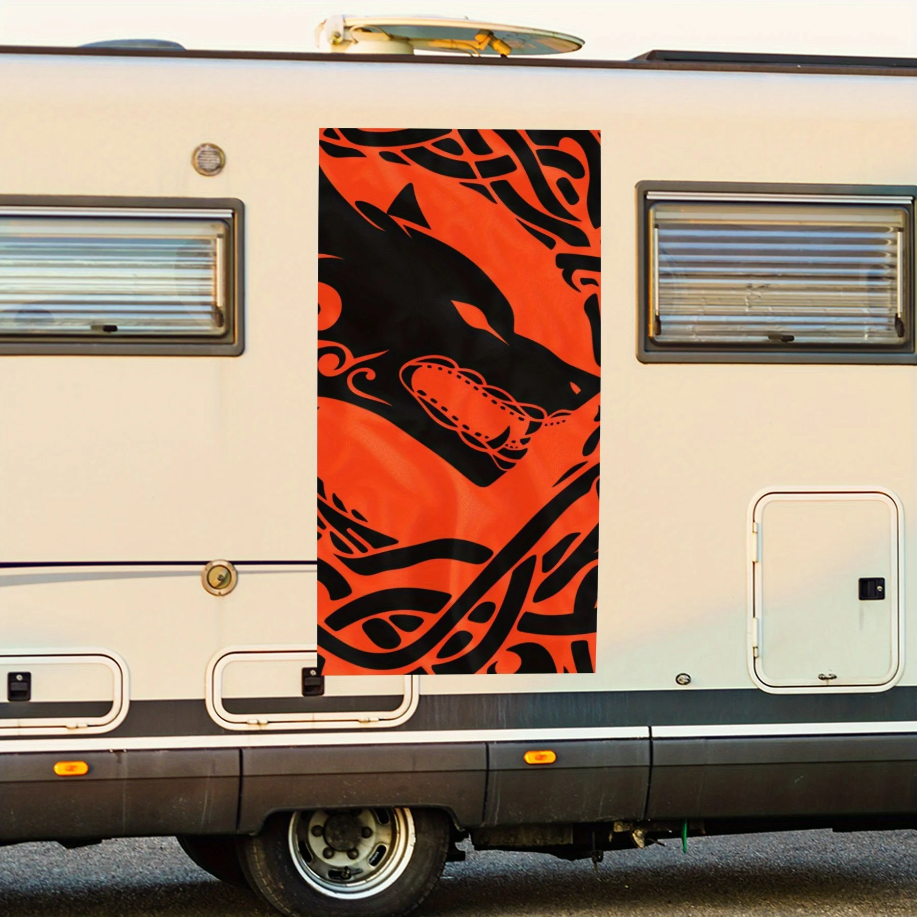 

Celtic Style Red Black Wolf Pattern Car Sticker,Vinyl decal on the side of the motor home, waterproof self-adhesive vinyl sticke