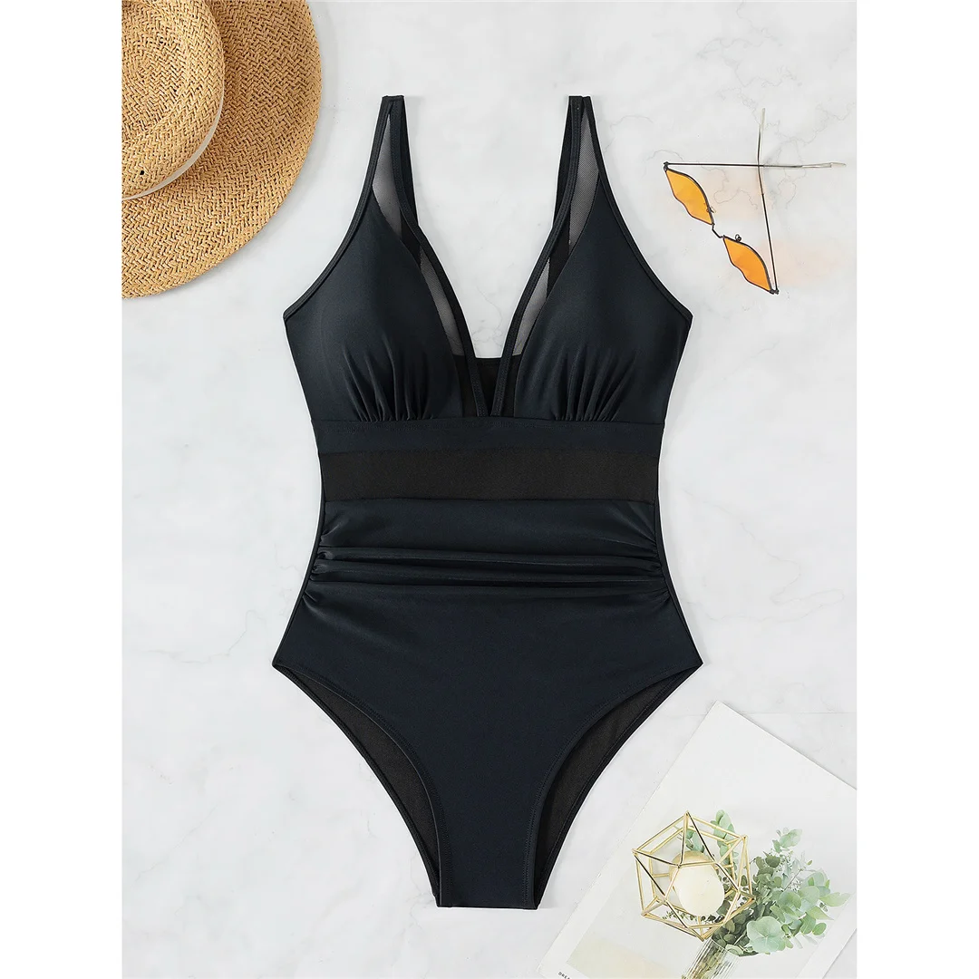 S - XL Sexy Mesh, durchsichtig, V-Ausschnitt, Leopardenmuster, einteiliger Badeanzug, Damen-Badebekleidung, Monokini, Badeanzug, Badebekleidung, V5136L – Detail 34