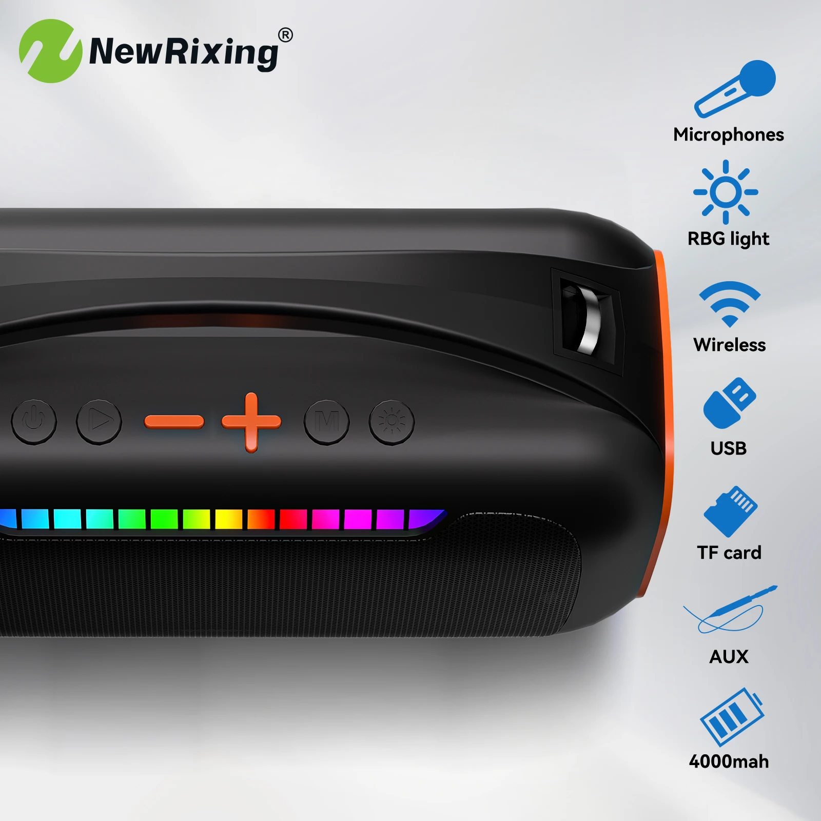 NewRixing ワイヤレススピーカー 30W NewRixing 30W Bluetooth Speaker with 2 Mics,Karaoke Machine