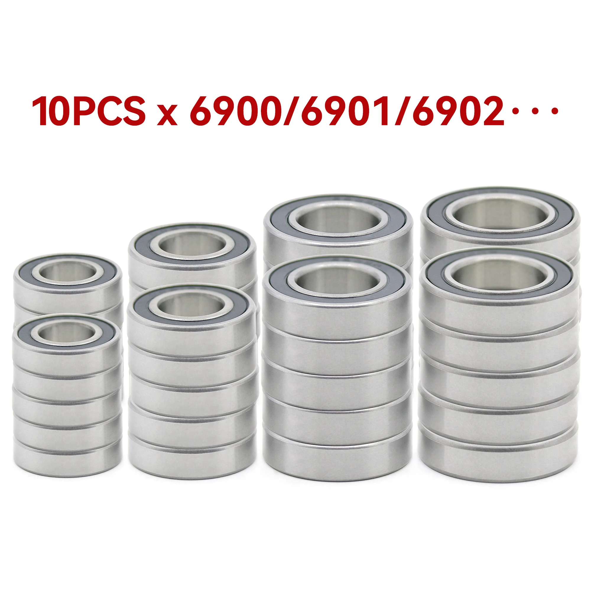 10PCS Deep Groove Ball Bearing 6900 Series 6900-2RS 6901-2RS 6902-2RS 6903-2RS Metric Size RS Seal