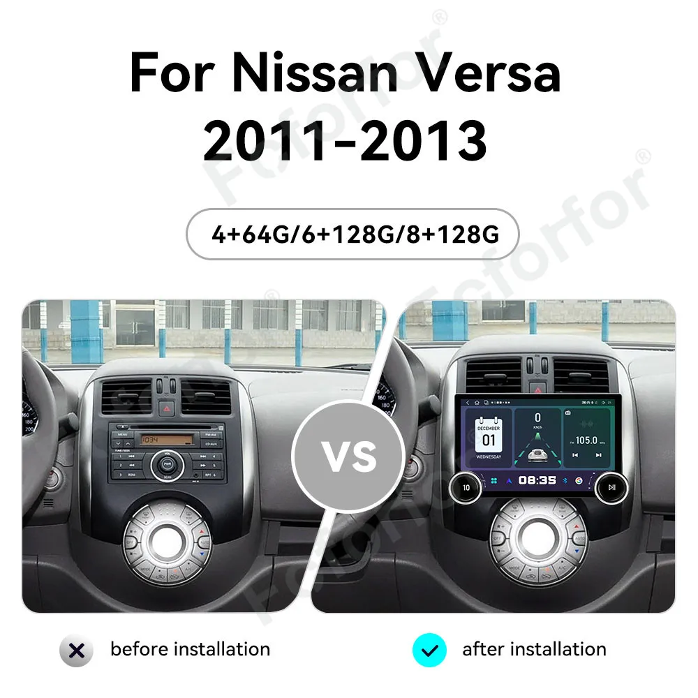 Modern Stylish 11.5 Inch Android 15 Full HD Touch Wireless CarPlay GPS Multimedia Player Head Unit For Nissan Versa 2011-2013