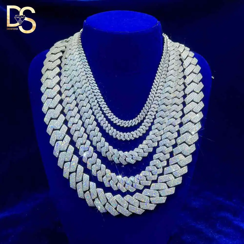 

Hip Hop Moissanite Cuban Link Chain 925 Silver Iced Out Pass Diamond Test 10mm 12mm 14mm 18mm 20mm Men Cuban Link Necklace