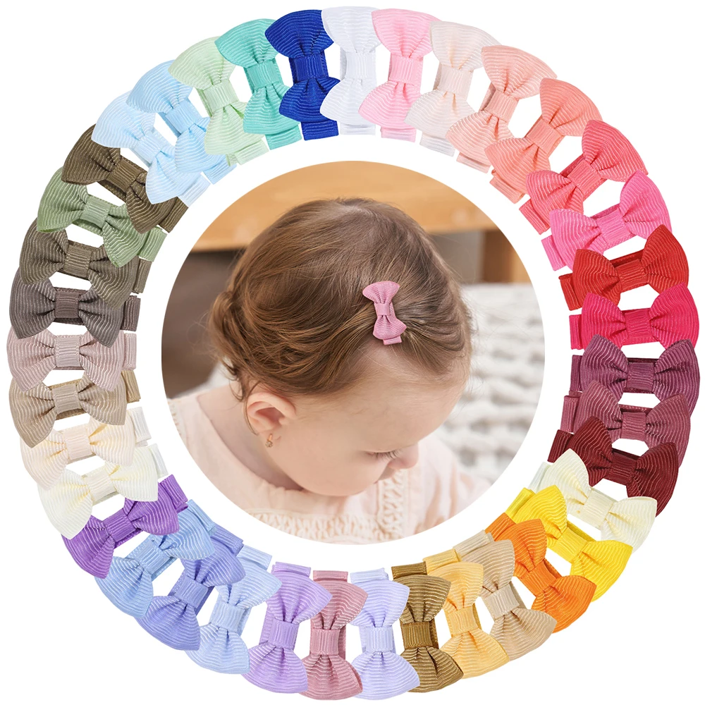 

30pcs/Set Cute Dopamine Color Fabric Hair Bow Clips for Girls Rainbow 1.5'' Mini Bowbots Hairpins Headwear Kid Hair Accessories