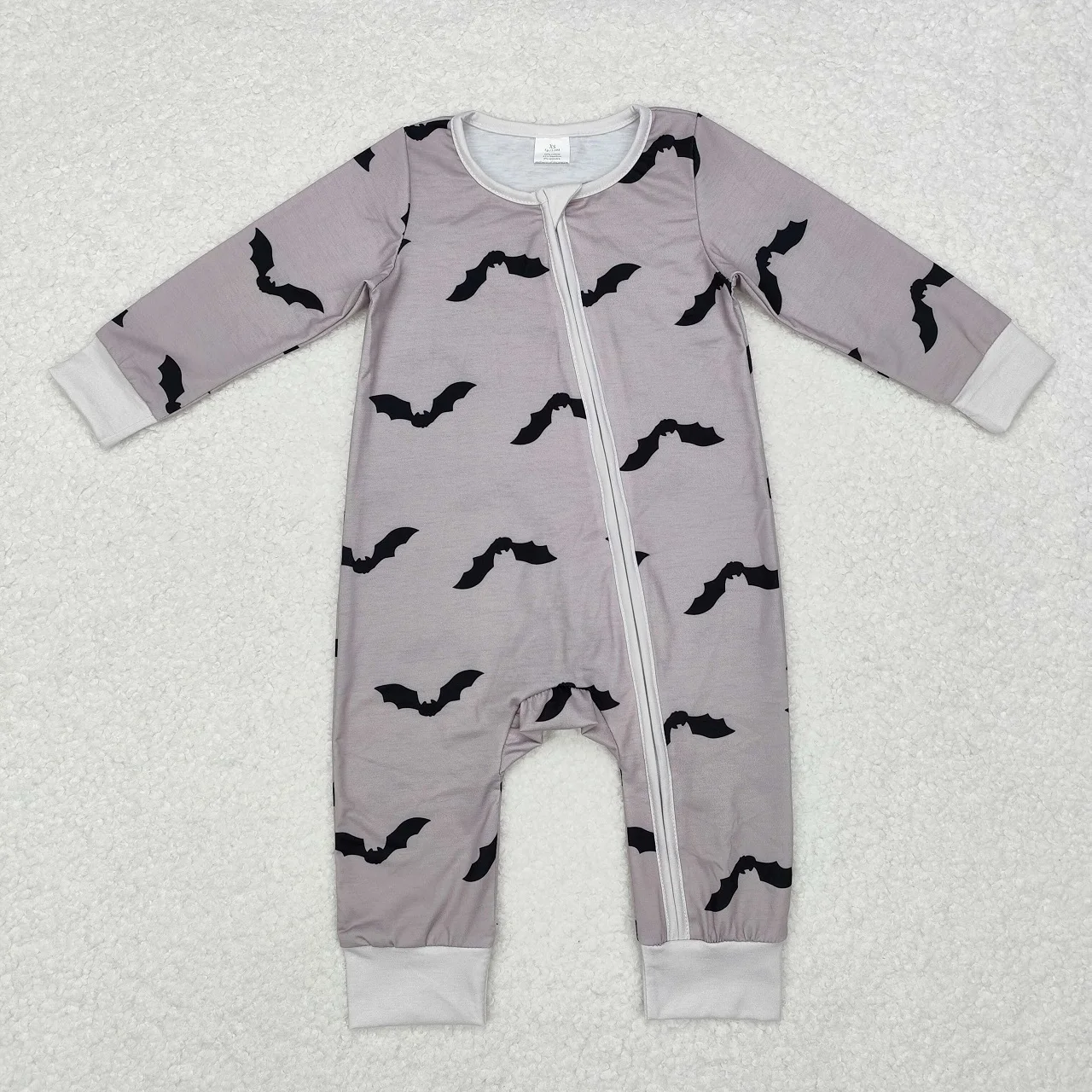 

Wholesale Baby Boy Long Sleeves Jumpsuit Children Newborn Halloween Zipper Grey Romper Kids Toddler One-piece