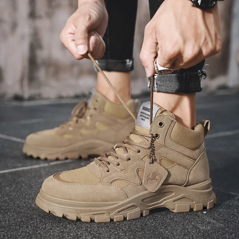 

Мужские мотоциклетные ботинки, роскошные замшевые мужские ботильоны, модные ковбойские ботинки на платформе, удобные нескользящие мужские кроссовки botas