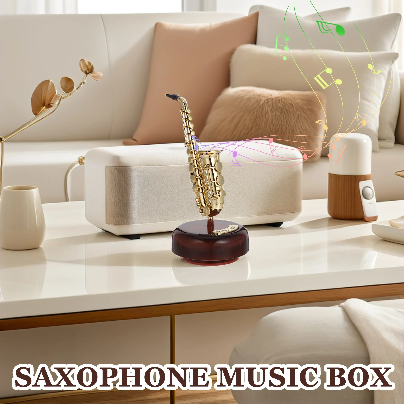 

Saxophone Music Box Creative Plastic Instrument Decor For Desk Office Home Housewarming Gift Musical Adornment