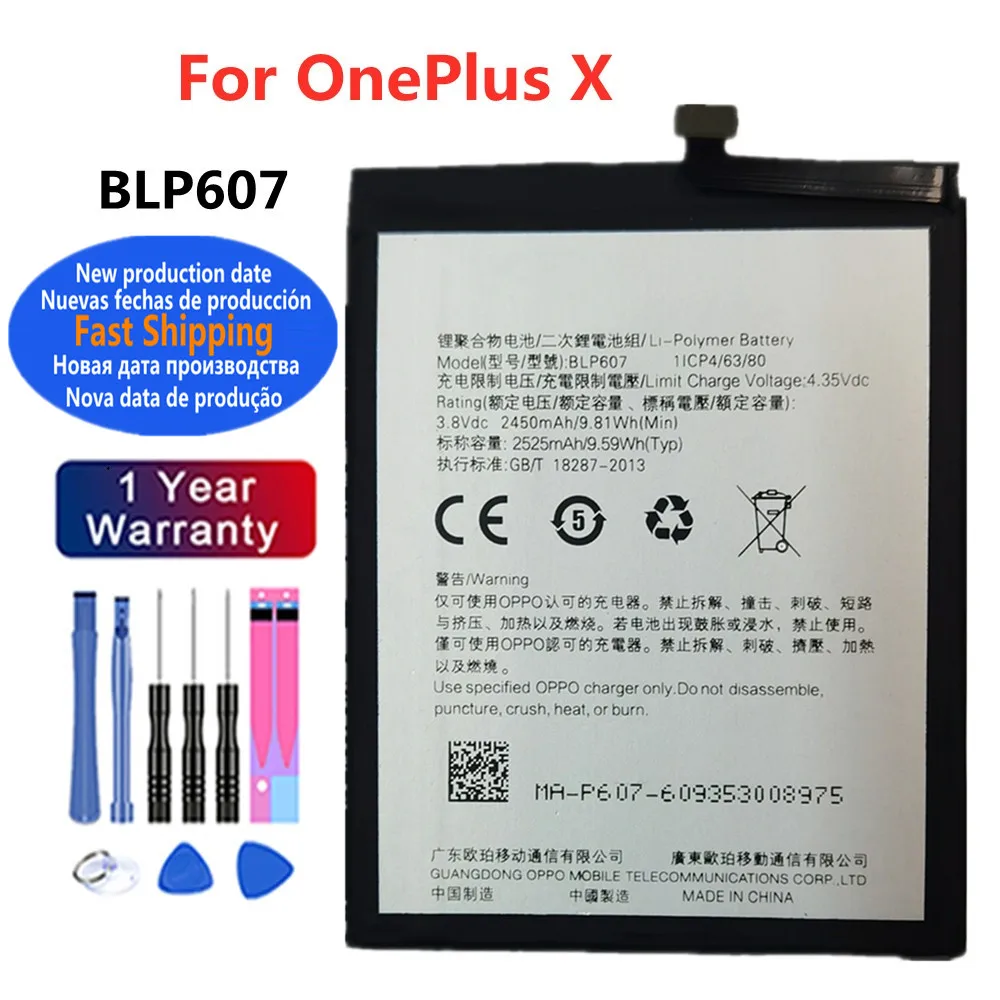 

New BLP607 One Plus X Orginal Battery For 1+ OnePlus X E1001 BLP 607 BLP-607 Phone Batteries Bateria