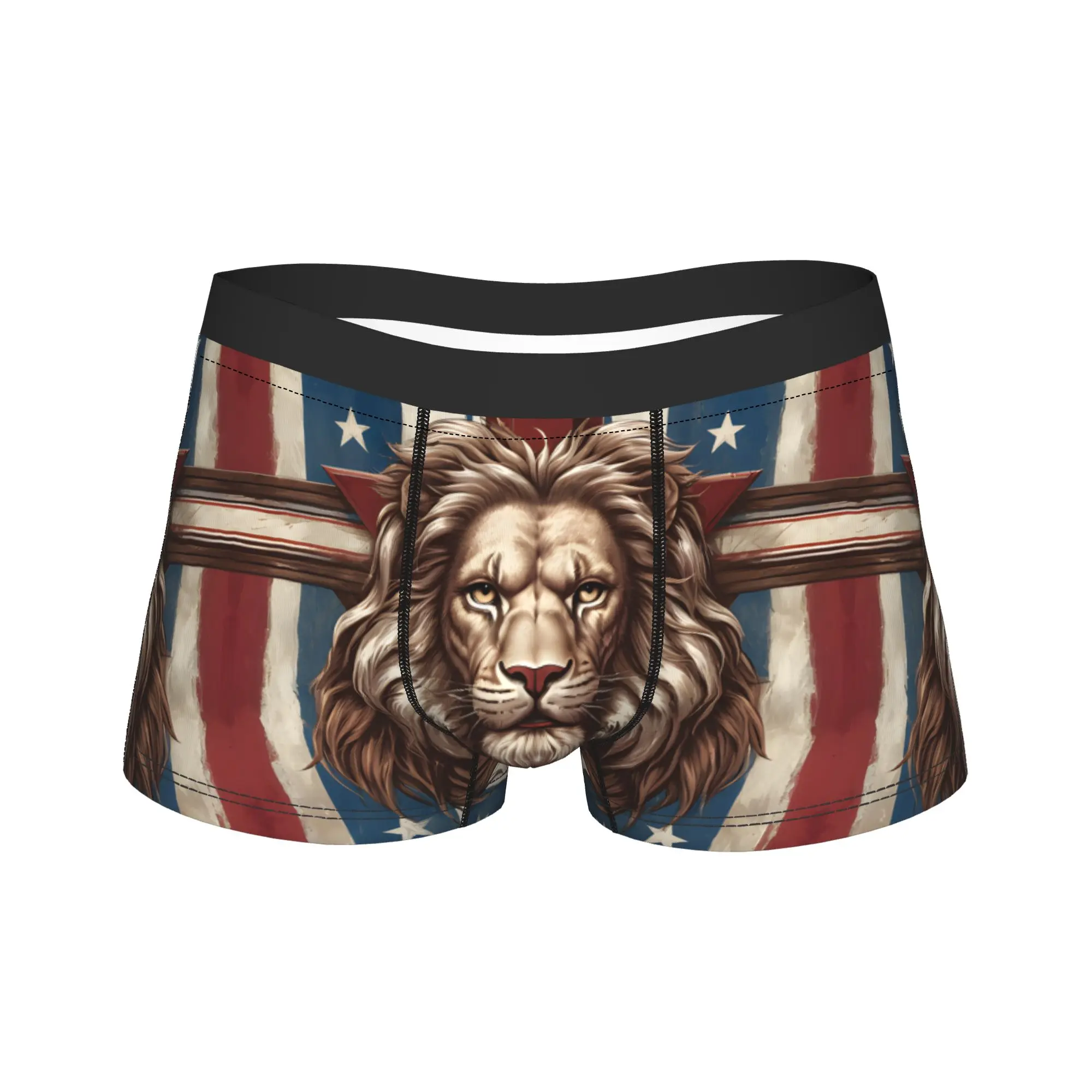 Lion Jesus Cross Boxers Novelty Underwear  Boxer Briefs Gag Gift For Men