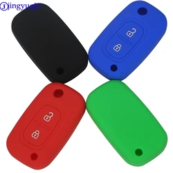 jingyuqin 2 Buttons Remote Silicone Flip Folding Car Key Case Cover Proctored For Renault For Lada Modus Clio Megane Kangoo