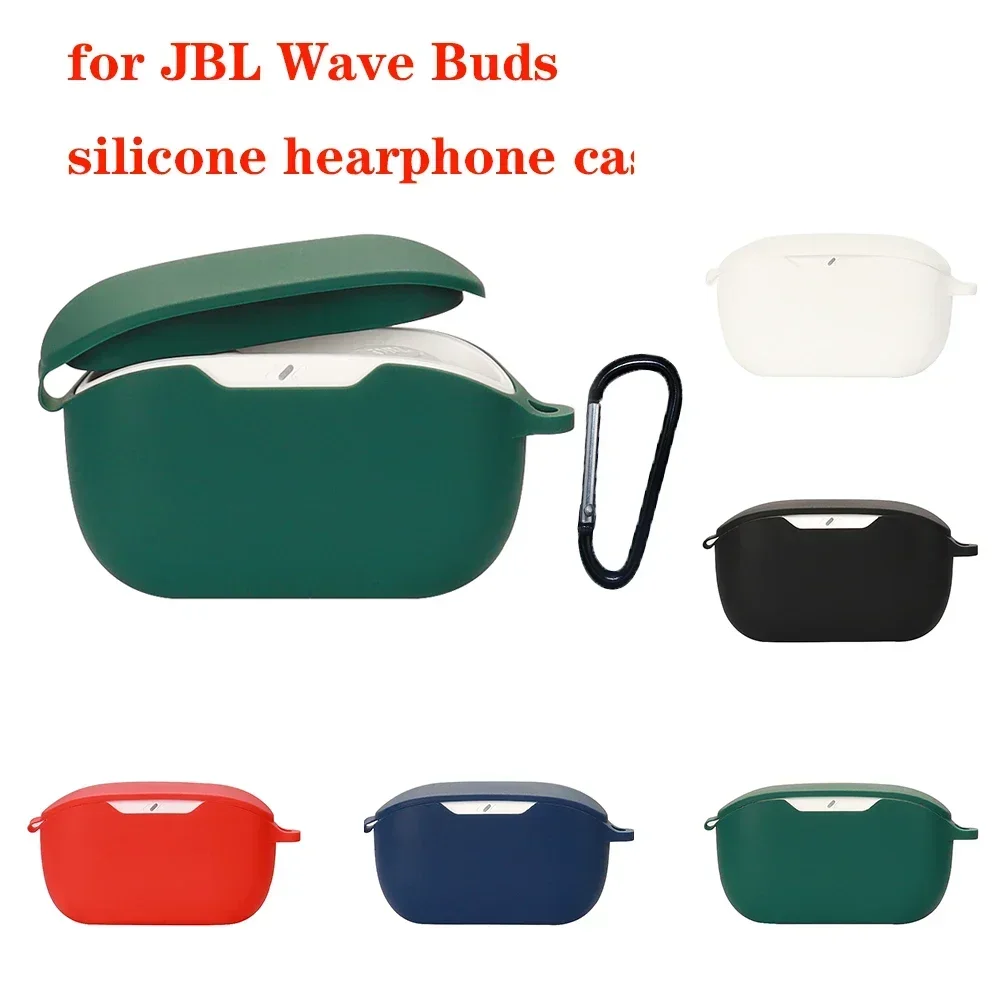 Silicone Soft Hearphone Case for JBL Wave Buds Shockproof Protection Full Edge Earphone Cover for JBL Wave Buds 2 with Hook