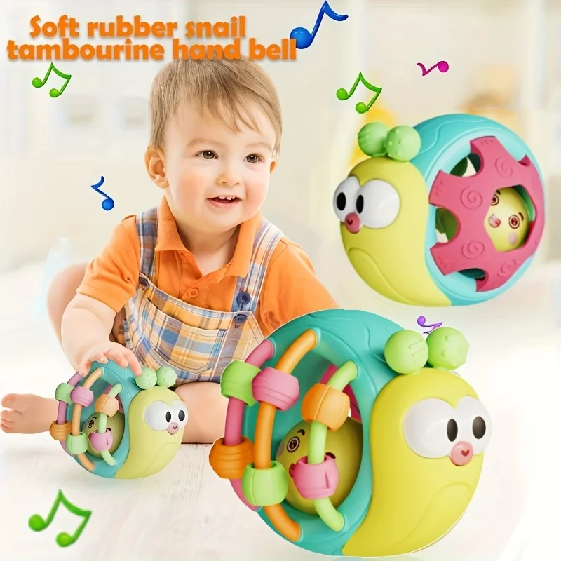 Hand-Held Baby Rattle Puzzle Early Education Snail Rattle Plastic Ball Color Festival Can Send Birthday Christmas Gifts