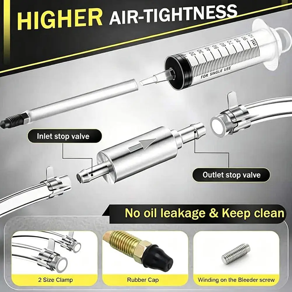 100 ml Motorrad-Hydraulikbremsen-Entlüftungsset, Spritze mit 50 cm Schlauch, universelles Entlüftungswerkzeug für Motorräder und Roller – Detail 17