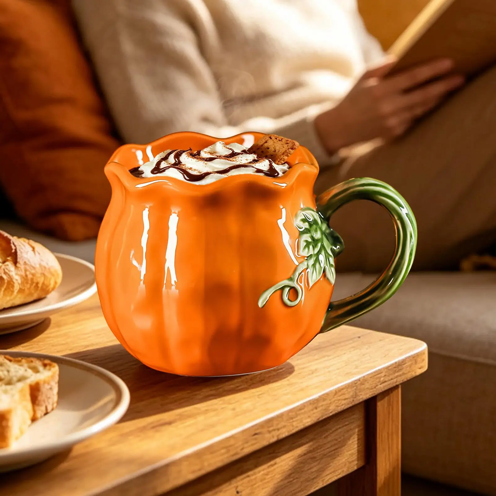 Cute Pumpkin Cup Realistic Pumpkin Mugs Porcelain Tableware Drinking Utensils Coffee Cups Mugs Coffee Cups Afternoon Tea