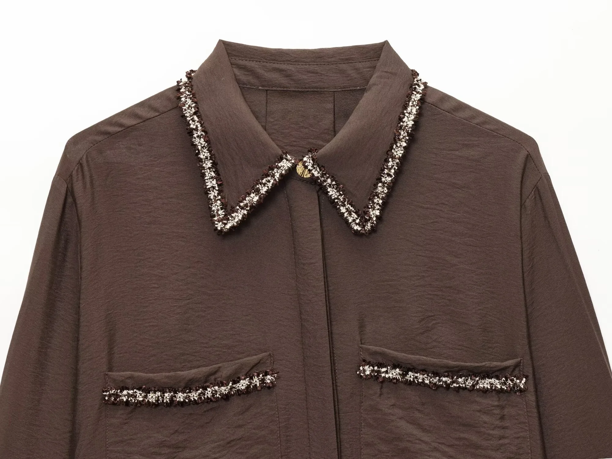 

Trim Construction Shirt2025 Winter New Women's Clothing Loose Casual Fashionable Temperament Lapel Loose Long Sleeve