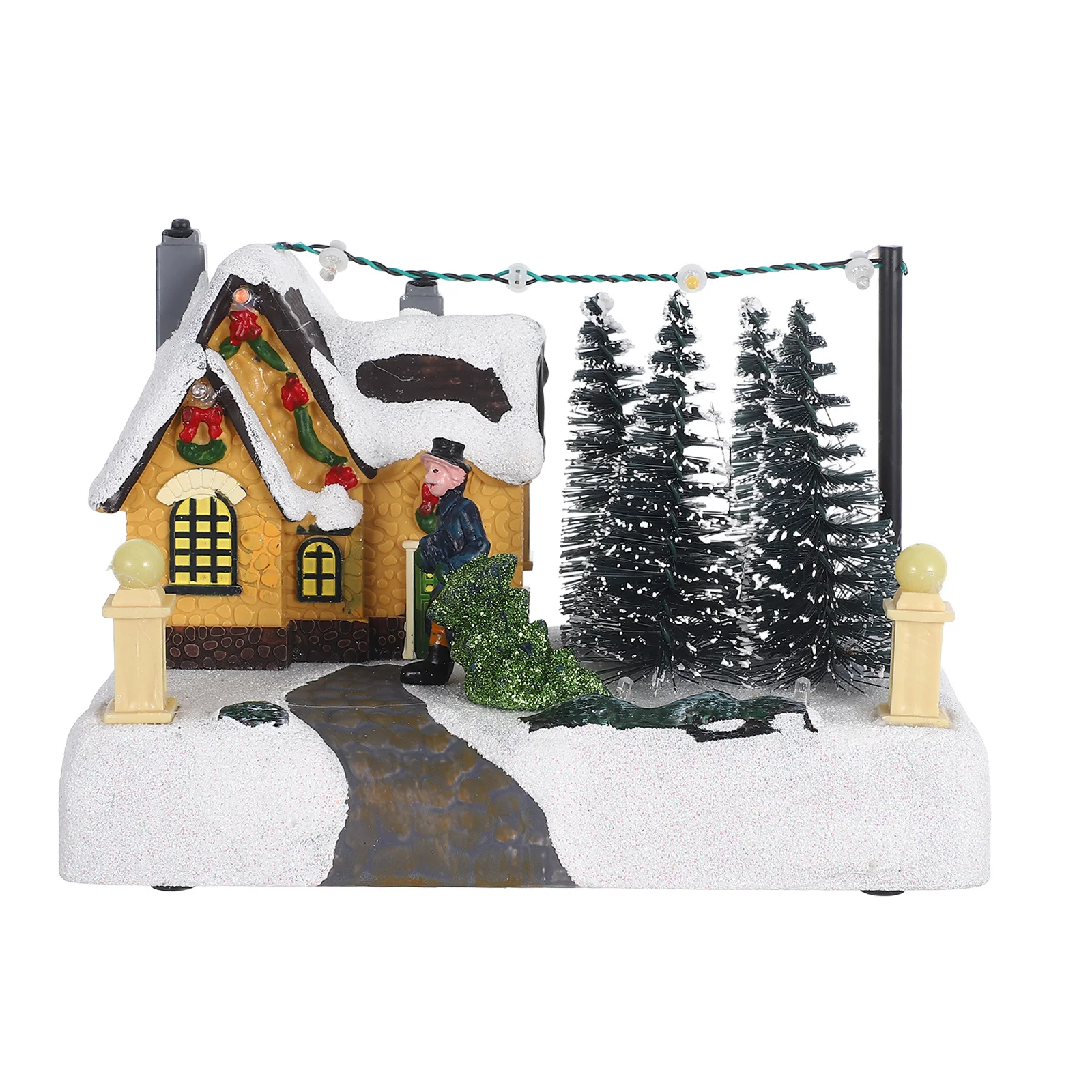 

Resin Christmas Lighted House Ornament - Musical Glowing Mini House with Warm Ambiance for Home Office Holiday Decor Village