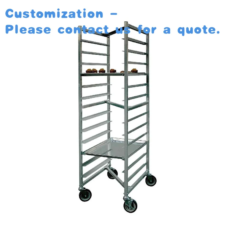 

custom.Heavy Duty Kitchen Aluminum Bakery Food Metal Display Rack Tray Cart Bun 12 Pans Trolley