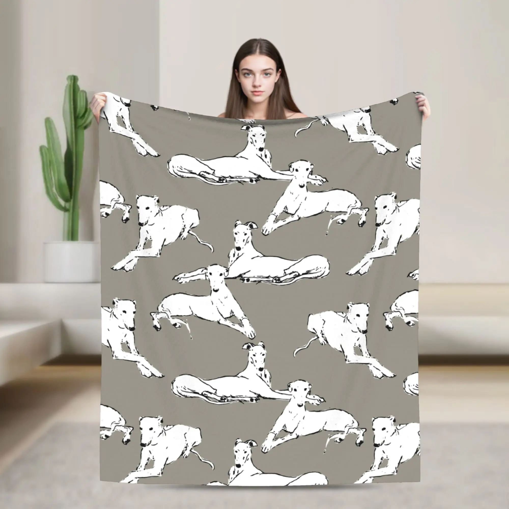 Relaxing Greyhound Whippet Wool Blankets Sighthound Dog Funny Throw Blankets for Home 200x150cm Rug Piece