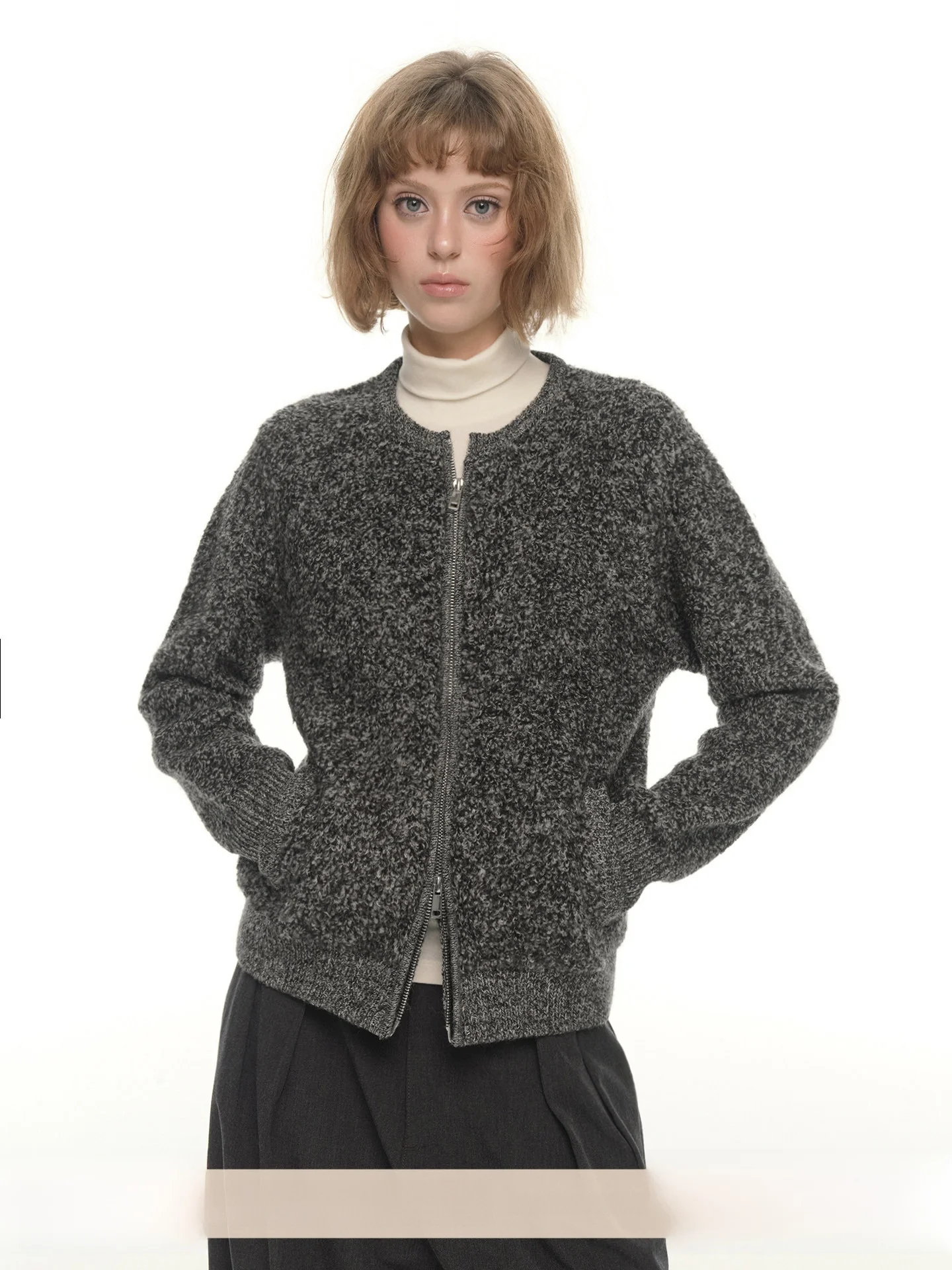 

UNRETRO Women's Knitted Woolen Long Sve round Ne Open Cardigan Soft Cozy Autumn Winter Sweater French Sle Loose Fit