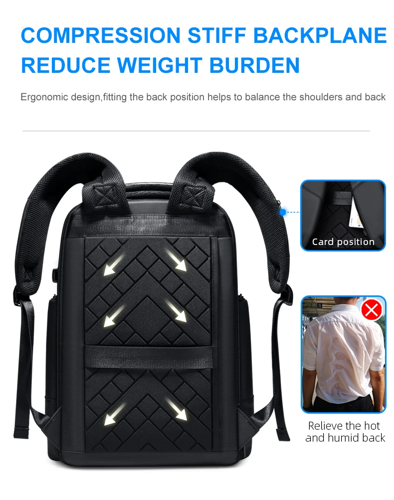 Fenruien Waterproof Backpacks USB Charging School Bag Anti-theft Men Backpack Fit 15.6 Inch Laptop Travel Backpack High Capacity