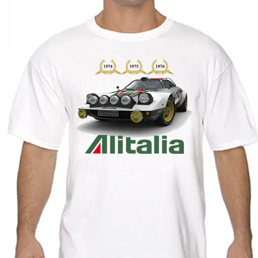 Rally Racing Lancia Stratos HF Group 4 Alitalia T Shirt White or Gray WRC