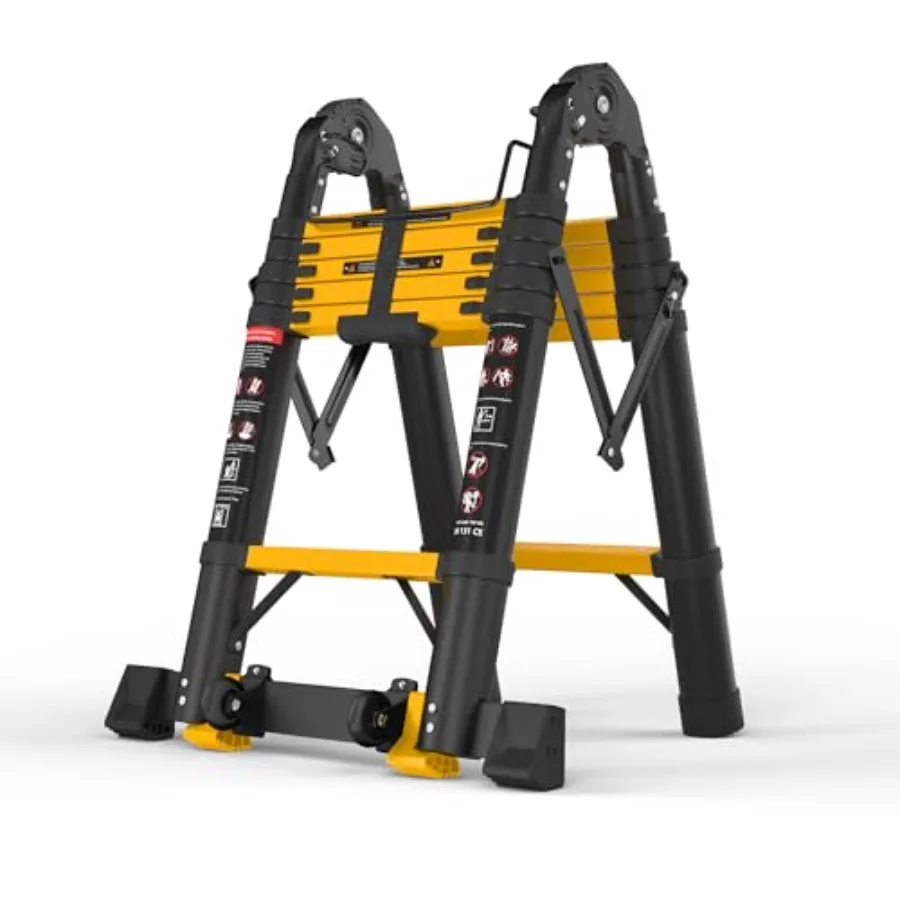 12.5 FT Telescoping A Frame Ladder 6 Step ANSI Certified Type IA Heavy Duty 330lbs Max Capacity Aluminum Extension Ladder for H