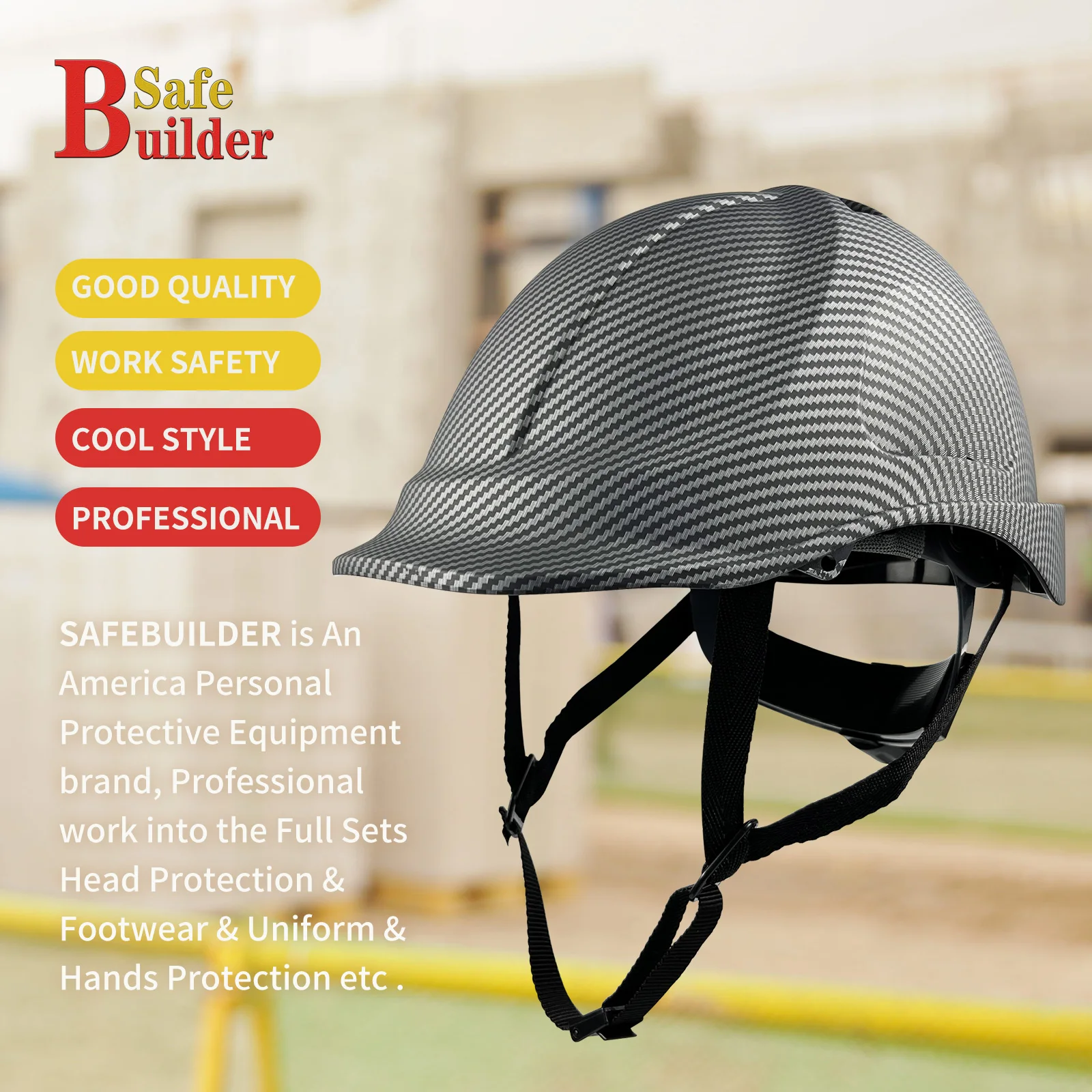 Carbon Fiber Pattern Industrial Work Safety Helmet Anti Noise Engirneer Construction CE EN397 Hard Hat ABS Shell