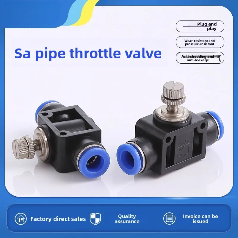 

Blue Air Tube Connector Throttle Valve SA4 6 8 10 12 Adjustable Flow Control Valve
