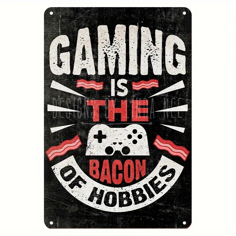 Hi-Q]Retro Gamer Room Tin Sign  Video Game Metal Wall Decor For Bedroom, Bar, And Media Rooms Perfect Holiday Gift,
