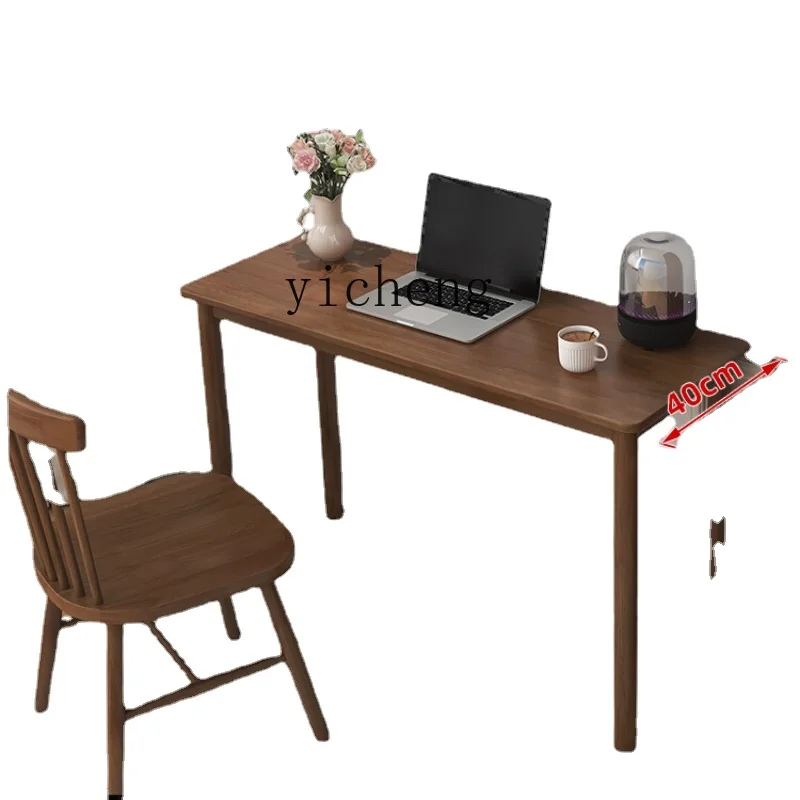 Solid Wood Desk Narrow 40cm against the Wall Double Home Study Study Computer Desk