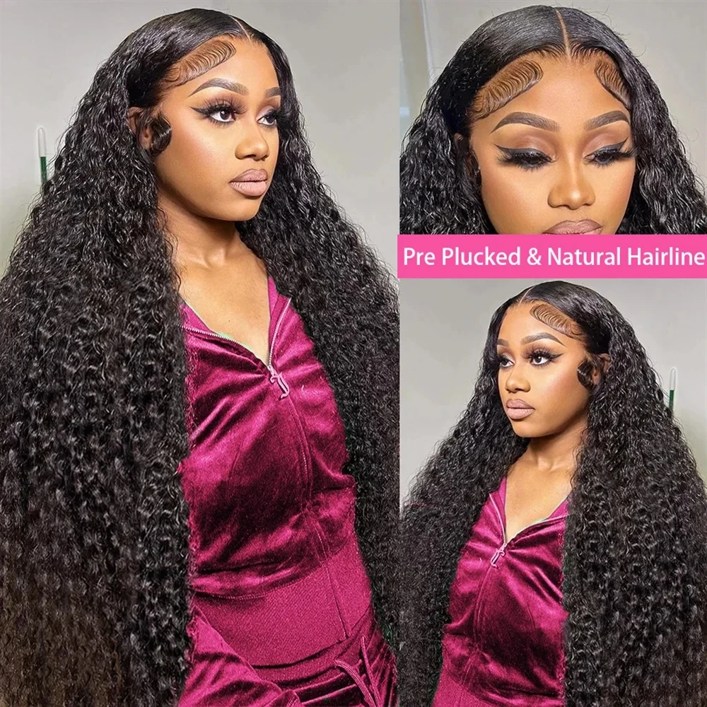 

Indian Hair 13x4 Lace Frontal Kinky Curly Wig 100% Human Hair Wigs 4x4 Transparent Lace Closure Wig Pre Plucked For Black Women