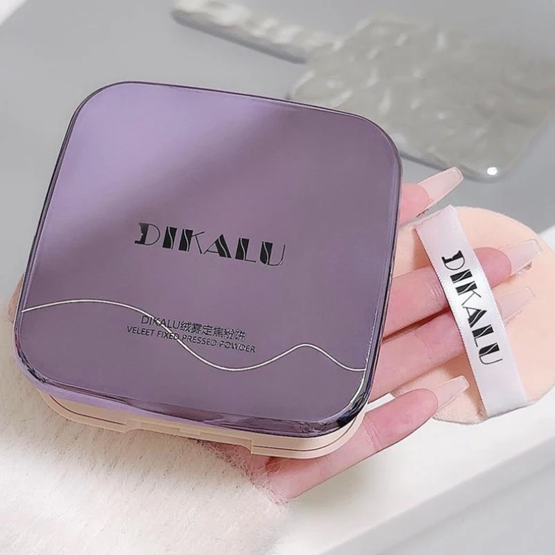 DIKALU Soft Face Setting Powder Cushion Compact Powder Oil-Control Matte Concealer Finish Smooth Makeup Powder Pressed Cosmetics
