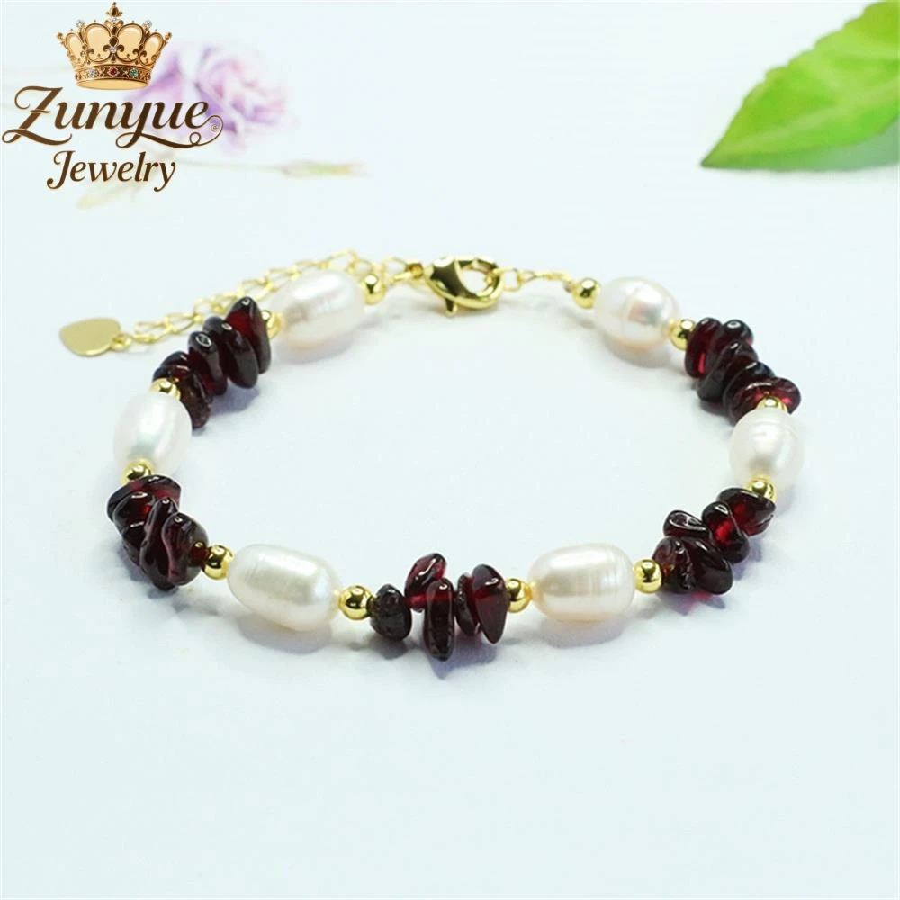 

High-End Natural Freshwater Pearl Garnet Bracelet Luxury Quality Fashion Fine Jewelry Exquisite Elegant Charms Popular Young