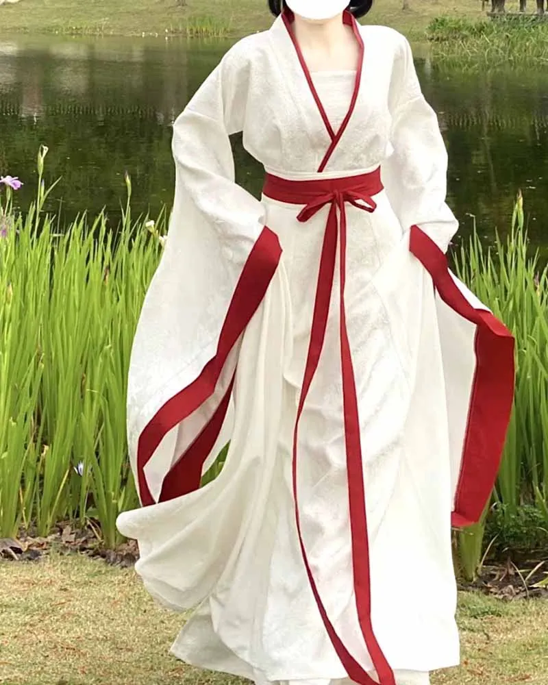 

Chinese Hanfu Dress Women Halloween Carnival Cosplay Costume Female Party Outfit Ancient White Hanfu Sets XL