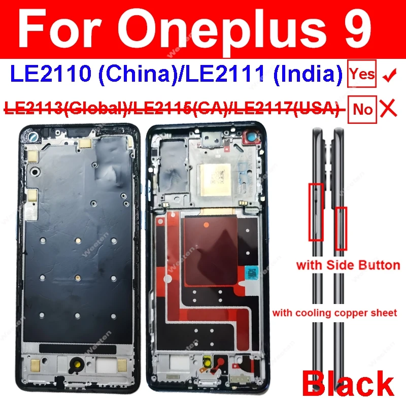 

Middle Frame Housing For One Plus Oneplus 1+ 9 LE2110 LE2111 Middle Frame Housing with Side Button Plate Chassis Parts