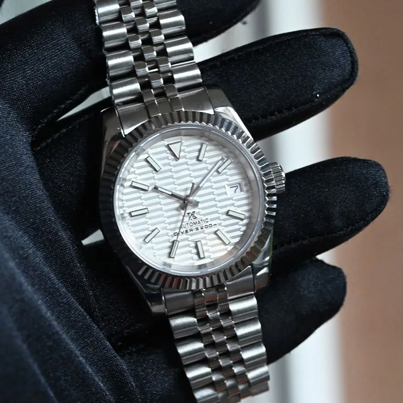 세련된 실버 Datejust Aiguille 바늘 시계 손, 파란색 BGW9 Lume 포인터, 배턴 손, 자동 무브먼트 시계, NH35/NH36