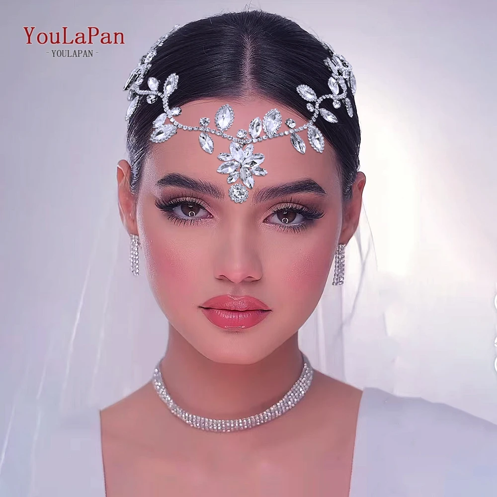 

YouLaPan Luxury Rhinestone Forehead Headwear Bridal Tiara Wedding Hair Accessories Handmade Woman Headpiece for Party HP928