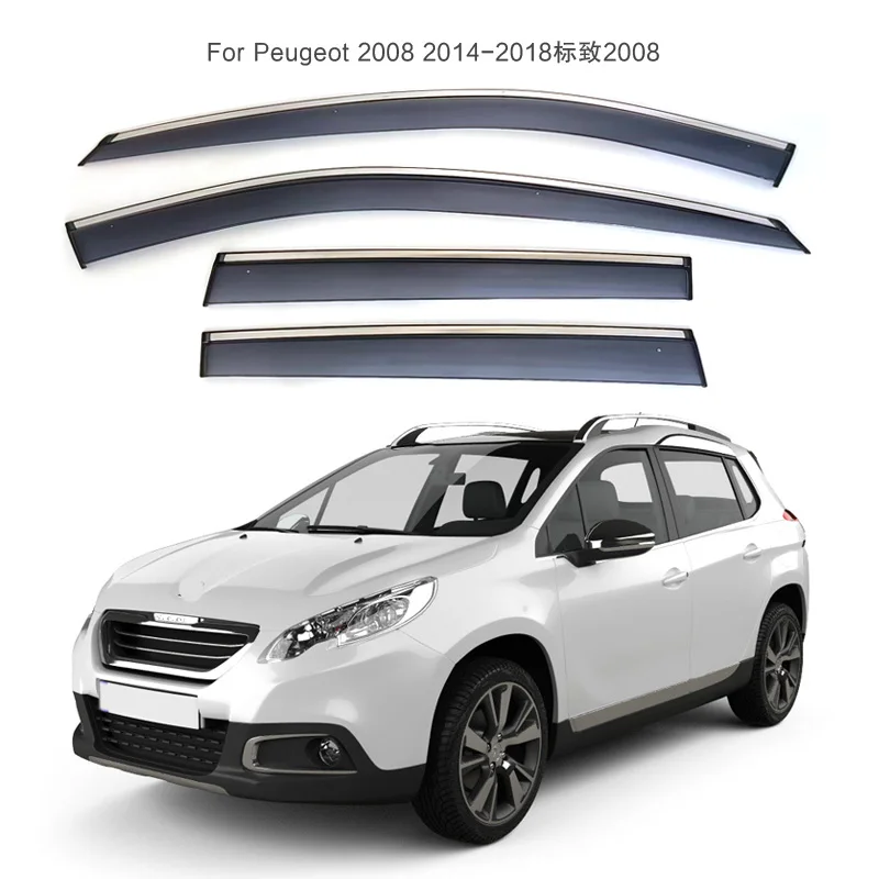 For Peugeot 2008 2014-2018 A94 Door Window Deflectors Rain Visor Weather Shield