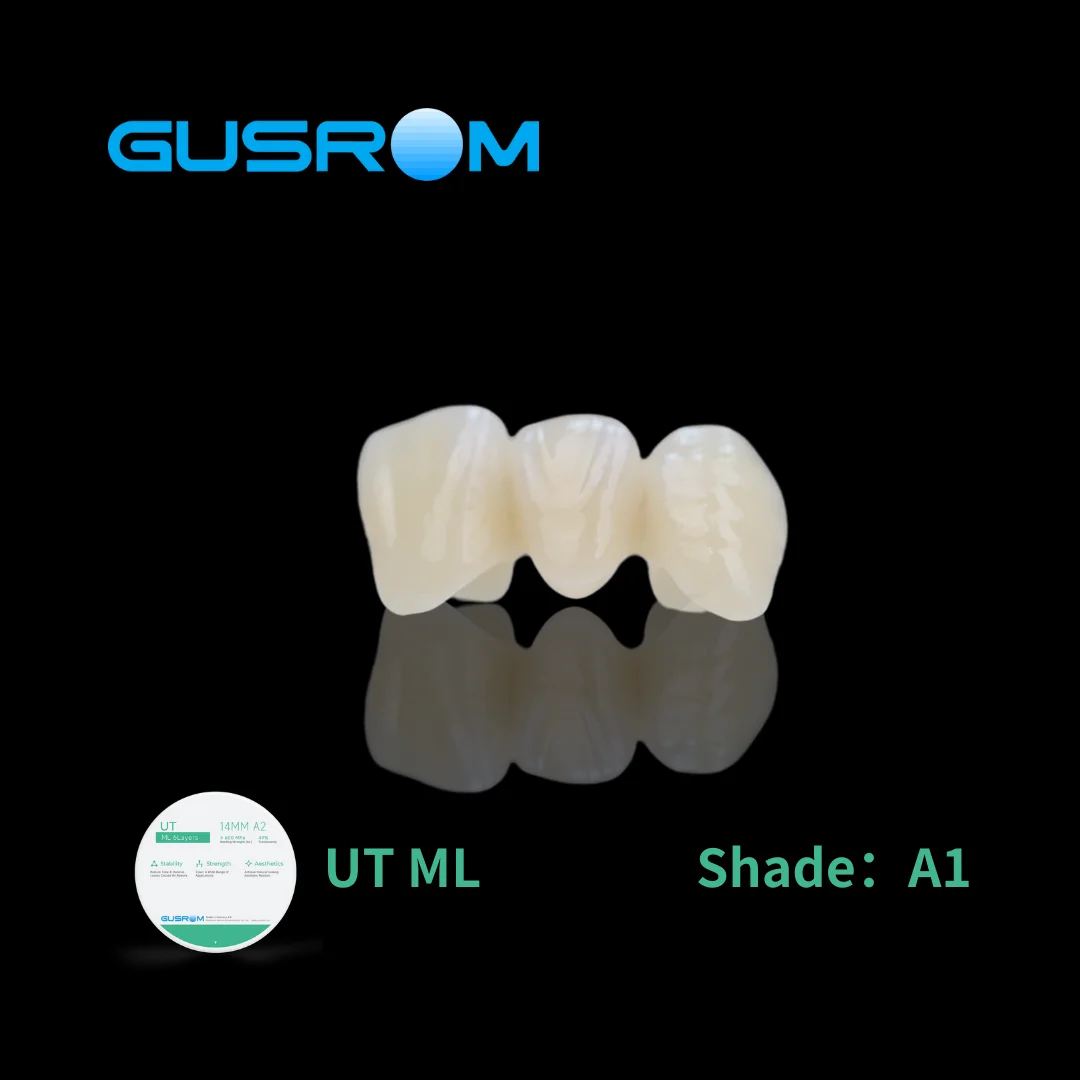 GUSROM UT ML Multilayer Zirconia Block 98mm High Translucent Dental Zirconia Disc for CAD/CAM Anterior Crown Veneer Restoration