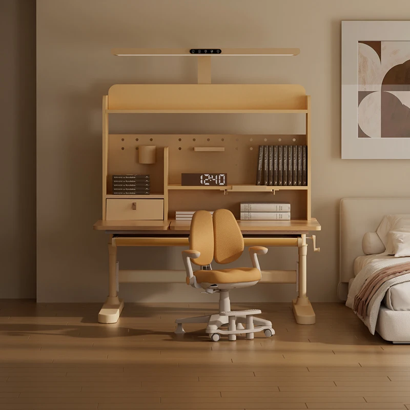 New study table desk writing table for primary school students household lifting solid wood desk set