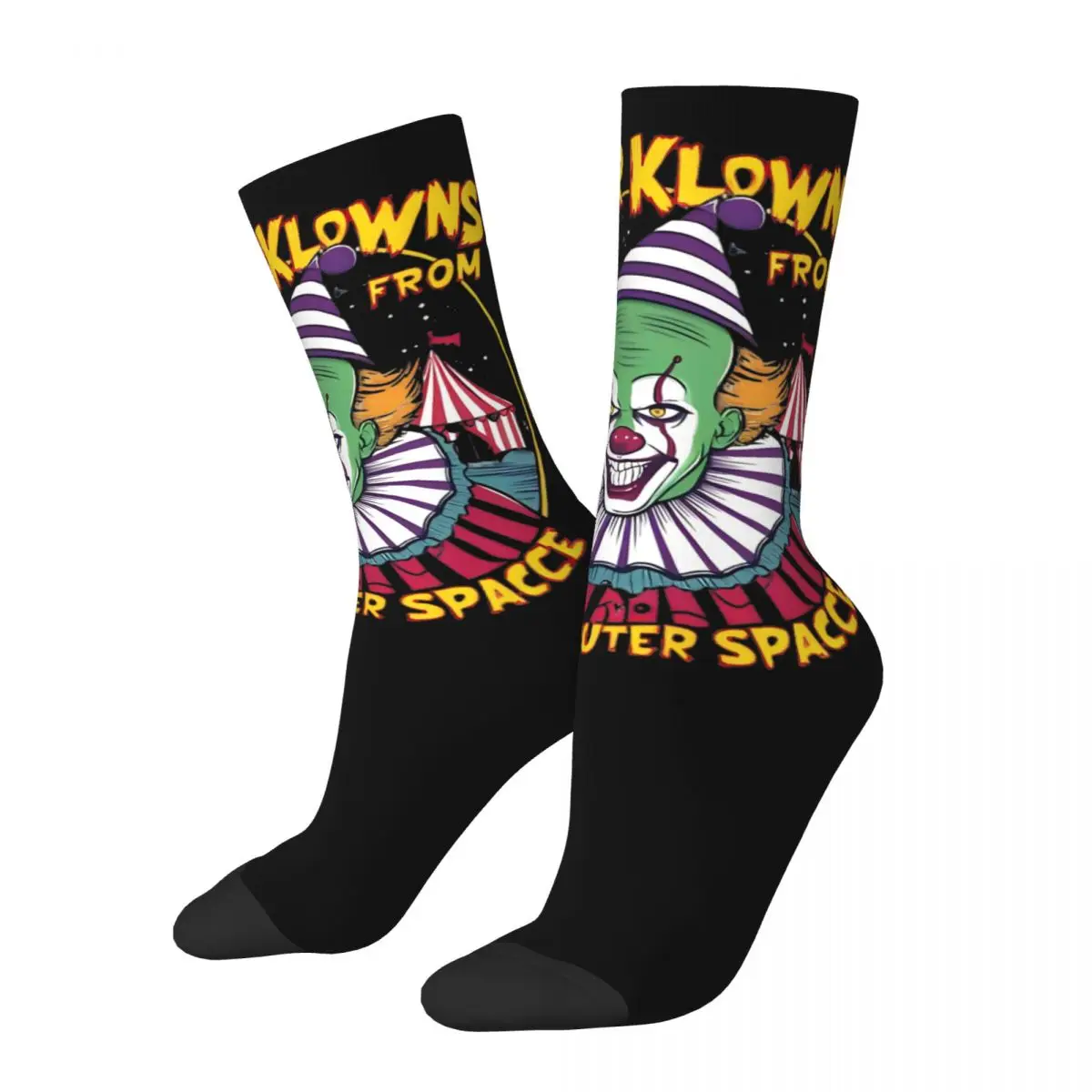 Horror Movies Halloween Socks for Women Men Merch All Seasons Killer Klowns From Outer Space Cozy Long Socks Non-slip